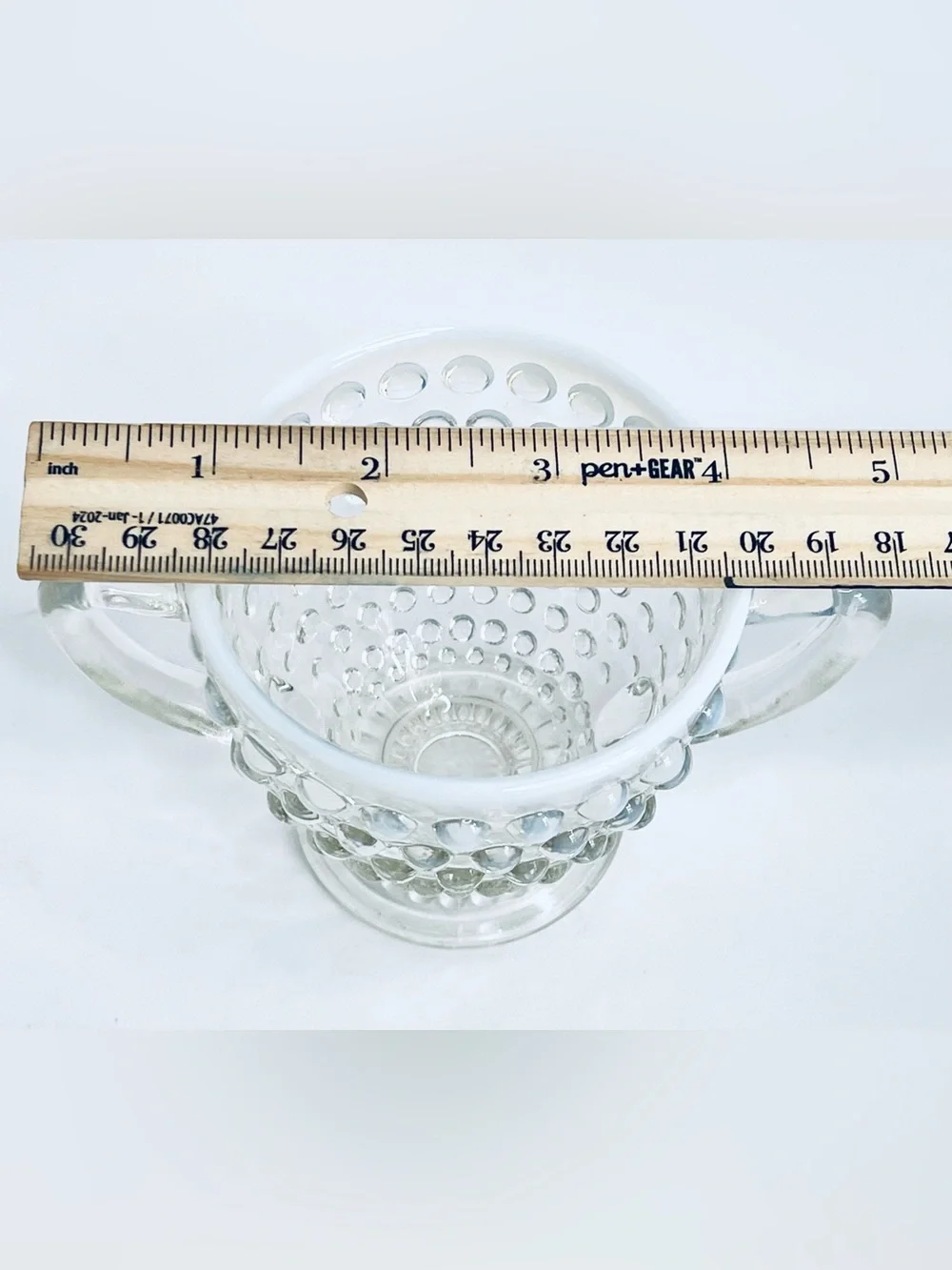 Vintage Anchor Hocking Moonstone Hobnail Opalescent Footed Sugar Bowl